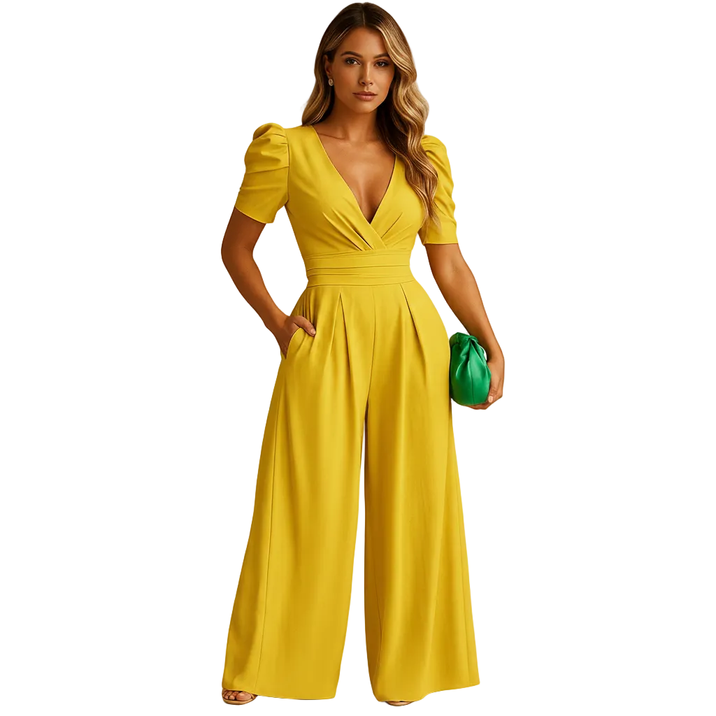 back view of elegant long jumpsuit showing clean structure and full length silhouette