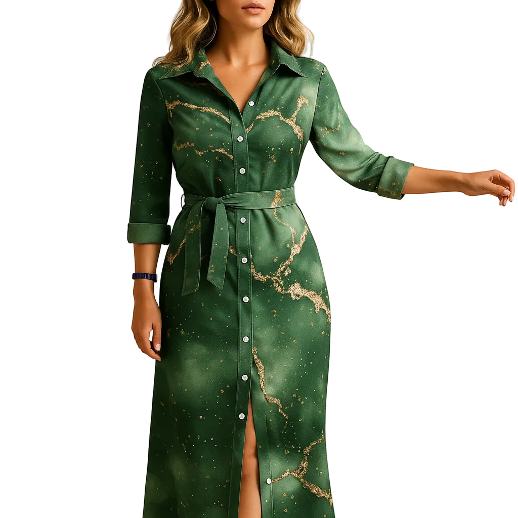 side view of long summer dress with lightweight structure and relaxed silhouette for women