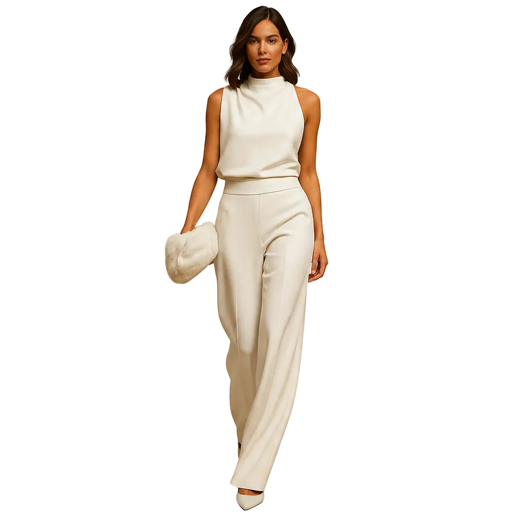wide-leg jumpsuit showing flowing leg silhouette and lightweight structure