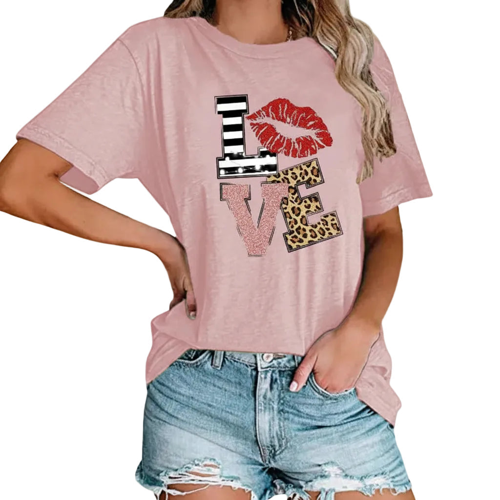 Women's printed cotton urban casual T shirt in White front view