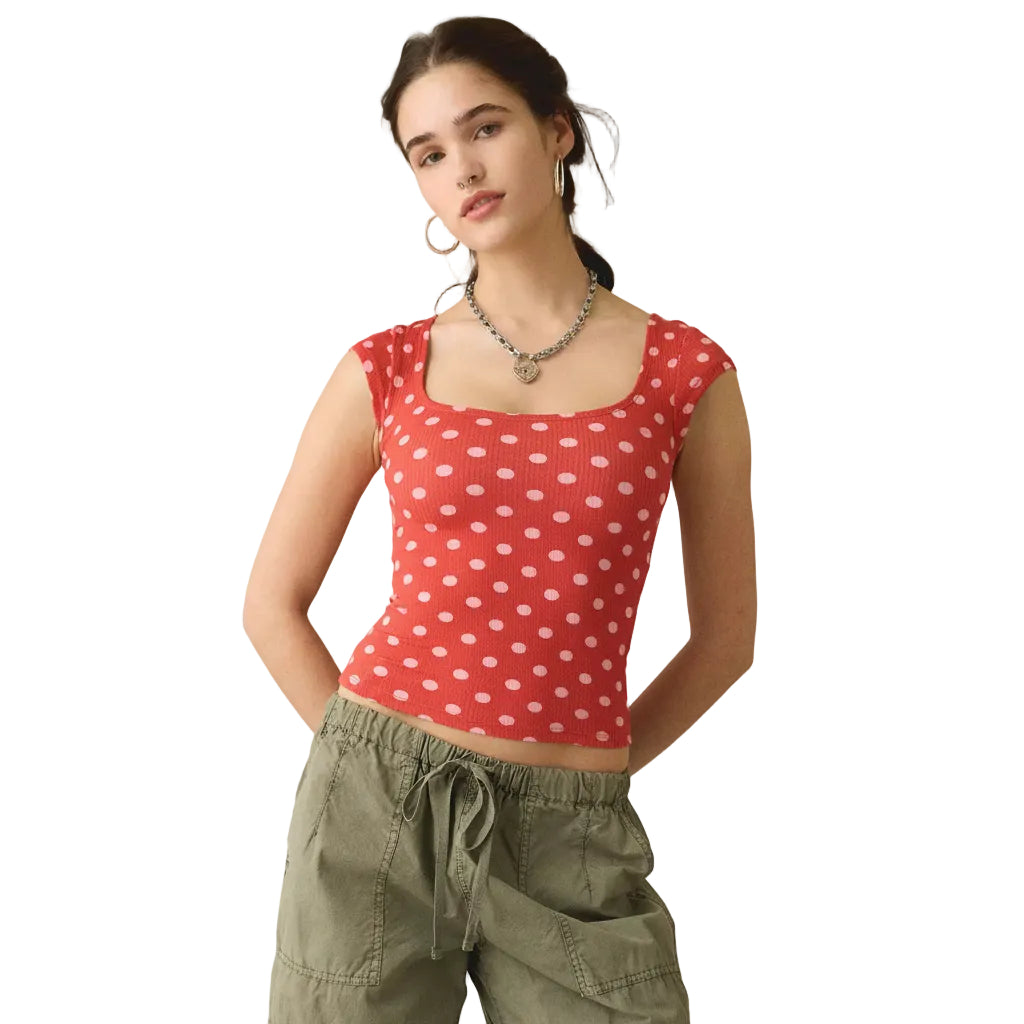 Side view of Sky Blue Stripe women's slim fit tank top