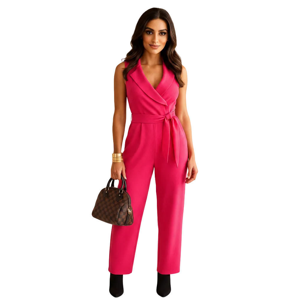 wrap jumpsuit styled for business meeting